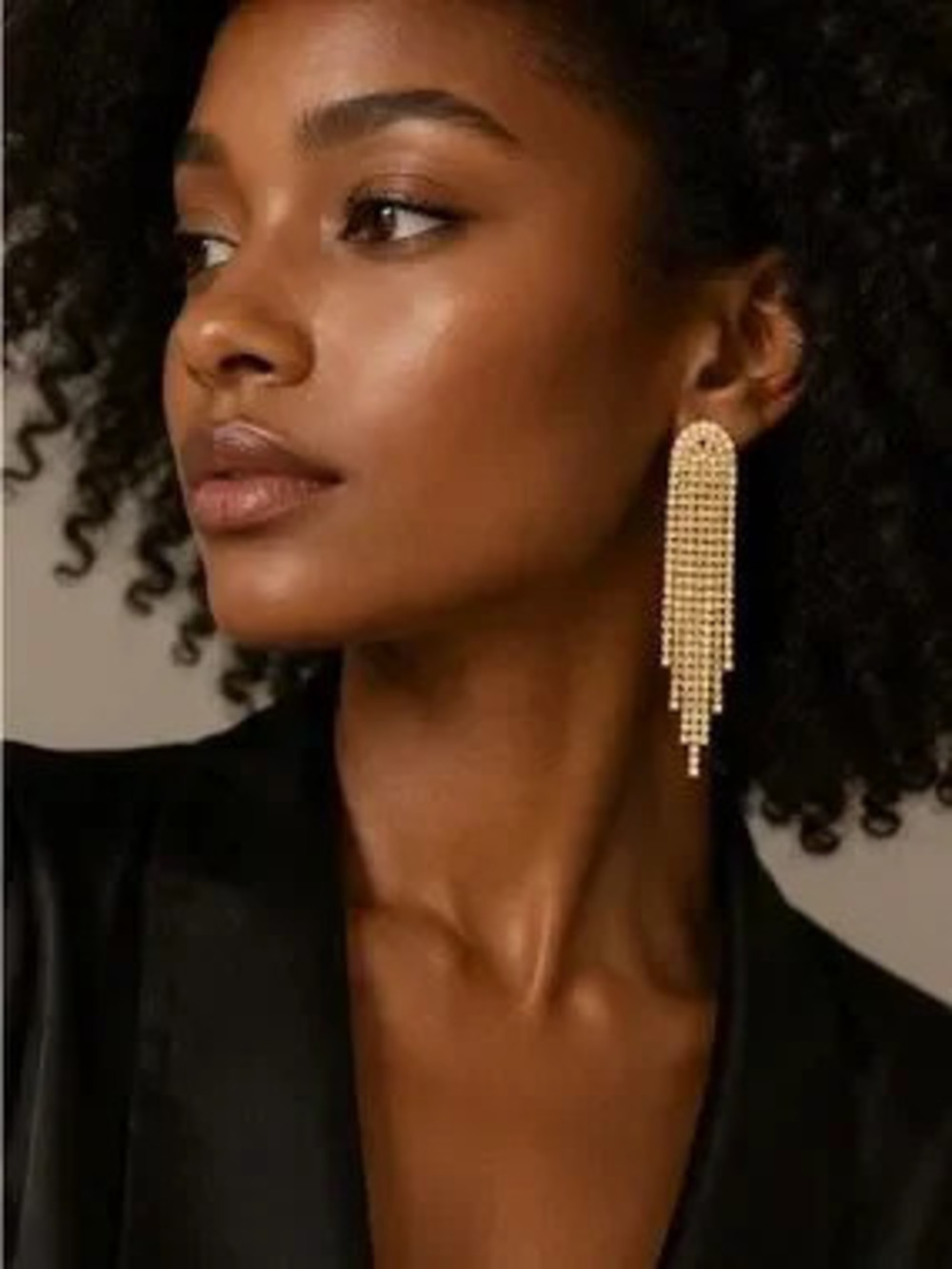 Luxury Gold Crystal Tassel Earrings Elegant Rhinestone Fringe Earrings
